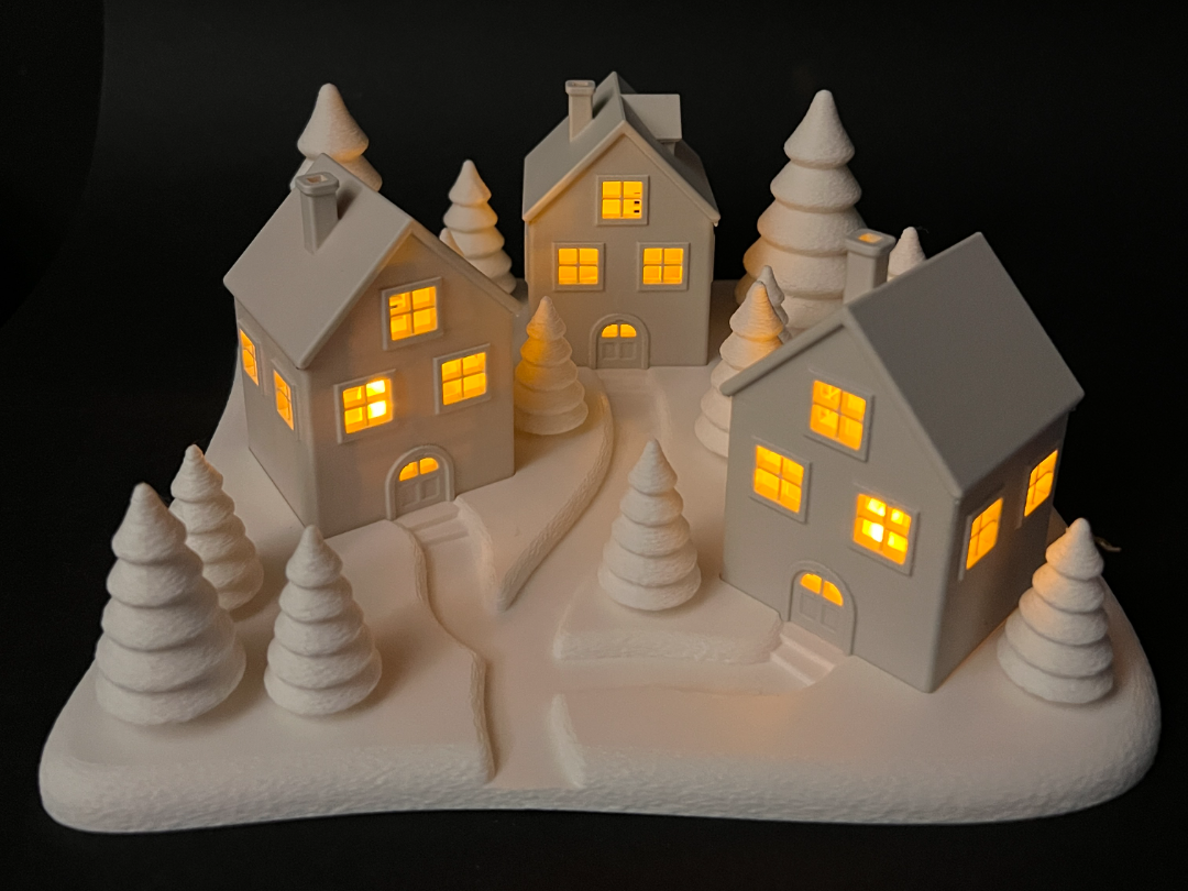 Tealight houses with winter landscape